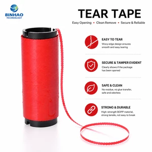 Easy Open Red Wave Tear Tape For Premium Packaging BOPP Pull Strip With Custom Color And Width
