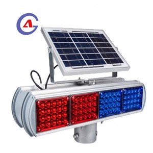 Red Blue Solar Flash Road Warning Lamp Construction LED Traffic Strobe Signal Light