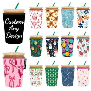 Custom Logo Sublimation Insulated Neoprene Coffee Cup Cooler Sleeve 16/24/32oz Drink Can Holder Hot Iced Bottle Cover Sleeve