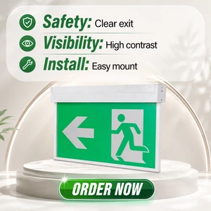 Edge Lit Exit Sign Running Man Single Double Face 220-240V IP20 Fire Safety Emergency Signage For Damp Locations
