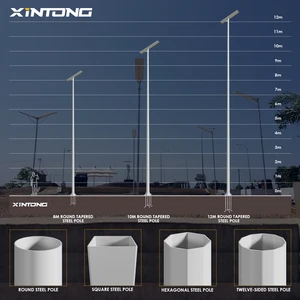 XINTONG 6m-12m Galvanized Steel Octagonal Conical Post Double Single Arm Street Light Pole 200km/h Wind Resistance 10-Year