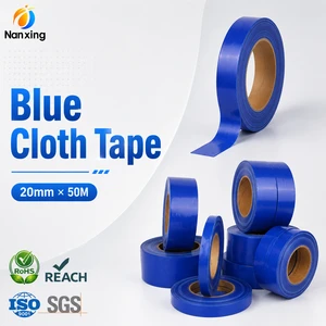 20mm X 50m Blue Cloth Tape Waterproof Heavy Duty Adhesive Blue Duct Tape Fabric Tape Roll Custom Width Wholesale Supplier