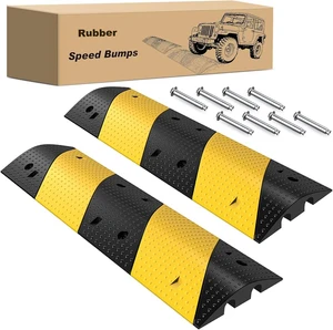 Portable Rubber Steel Yellow and Black Vehicle Speed Bump with 150kg/1000KG Load Capacity