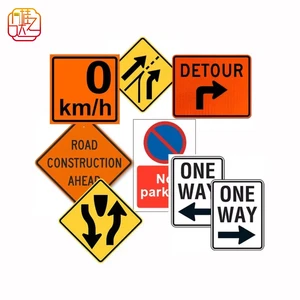 Reflective Aluminum Traffic Signs, Road Construction Warning Signs, Detour/One Way/No Parking Safety Signs for Road Work Zone