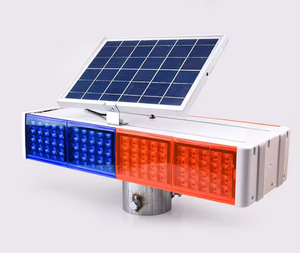 Wholesale Price High Brightness Led Strobe Intelligent Two Sides Red and Blue Flash Solar Traffic Warning Light for Road Safety