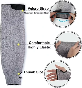 HPPE Level 5 Cut Resistant Arm Sleeves 35-45cm Long - CE/EN388 Approved, Welding & Kitchen Safety, Anti-Slip, Durable, Elastic