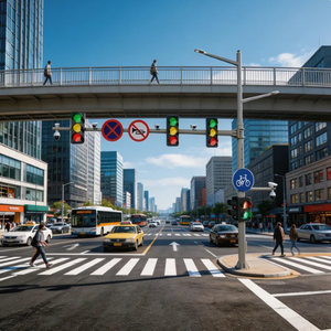 Municipal Integrated Traffic Light Pole with Traffic Signals Road Signs for Smart City Road Safety