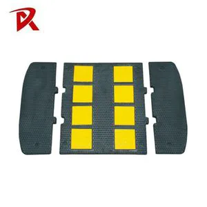 Rubber Road Speed Breaker/Rubber Speed Hump for Roadway Speed Reducer Bumps L900*W500*H50mm Black Yellow