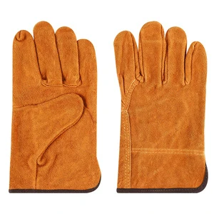 Welding Labor Protection Gloves Thickened Cowhide Anti-scald Heat Resistant Wear-resistant Anti-slip Powder-free Straight Cuff