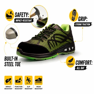 ACE Safety Men's Fiberglass Toe Comfortable Breathable Wear-Resistant Safety Shoes Shock-Absorbing For Summer Spring Work