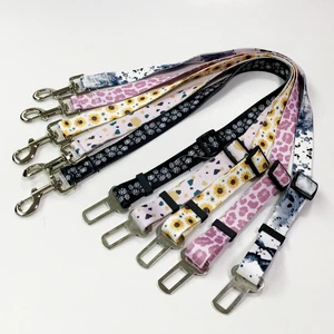 Personalized Nylon & Polyester Adjustable Reptile Vehicle Safety Hook Seat Belt With Print Pattern and Rivet Decoration