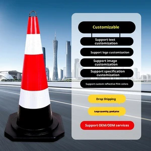Rubber Reflective Road Cone 90cm Traffic Warning Safety Anti-collision for Highways & Construction Sites
