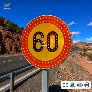Solar LED Speed Limit Traffic Sign 60km/h Reflective Aluminum High Visibility Blinking Road Warning Signage Manufacturer