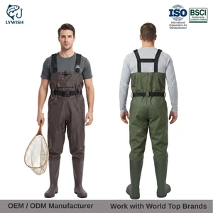 LYWISH High Quality PVC Coated Nylon Chest Wader Steel Toe Anti-Static Waterproof Tape Sealed Unisex Wading Boots For Fishing
