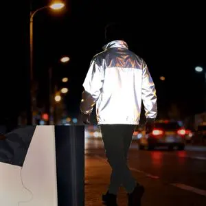 100% Polyester Bright Silver Reflective Fabric High Reflectivity Washable Model CW-F3021 Dongguan Made for Outdoor Safety Gear