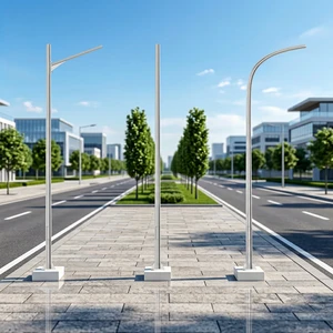 5M 6M 7M 8M Height Double Arm Modern Public Street Lighting Pole Urban Community Roads Steel Aluminum Hot Dip Galvanized 10-Year