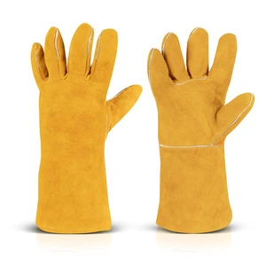 Yellow/Customized Red Sunshine LW-0104 Reusable Natural Leather Welding Gloves Anti-Heat/Anti-Slip/Anti-Cut Protection Safety