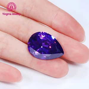 Machine Cut Loose Gemstones Zircon Multicolor Pear Shape Large Size 18*25 Mm Artificial Cubic Zirconia Cz Stone For Fine Jewelry
