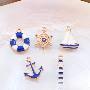 Wholesale Factories Metal DIY Ocean Wind Accessories for Lifebuoys Lighthouses Anchors Charms Necklaces Pendants