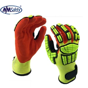 NMSAFETY HPPE TPR Rubber Sandy Nitrile Palm Coated 13 Gauge CUT Level 5 And Impact Resistant Construction Safety Work Gloves