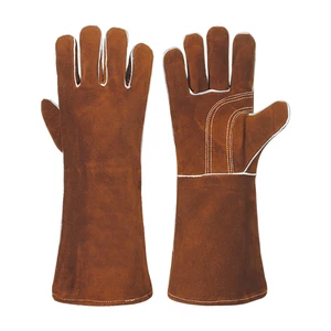 Fire Hand Safety Heat Cold Resistant Comfortable Leather Welding Gloves Anti-Slip Durable Silicone-Free Latex-Free