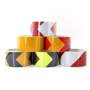 PVC Reflective Tape Waterproof High Visibility Hazard Caution Warning Adhesive Tape Outdoor For Floor Marking, Trailers
