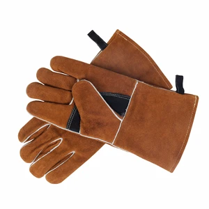 Heavy Duty Cow Split Leather Welding Gloves Heat Resistant Anti-Spark Safety Work Gloves for BBQ Fireplace Welder Gauntlets