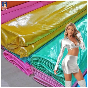 Wholesale Lurex 190gsm Polyester Spandex Stretch Soft Bronzing Foil Knit Fabric for Stage Clothing Reflective Fabric