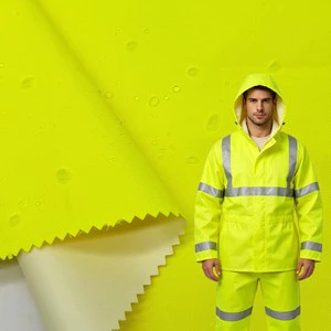 Fluorescent Yellow Oxford Fabric Hi-vis Waterproof Reflective Safety Coverall Fabric for Traffic Reflective Safety