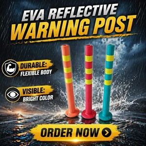 Durable Injection Molded PU Red Warning Post Low Price Flexible 90cm Traffic Barriers Urban Roads Ports Parking