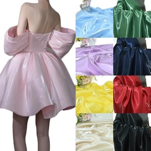 100% Polyester Bridal Gradient Silver Luxury Shiny Metallic Reflective Liquid High-end Organza Bright Satin Fabric for Dress