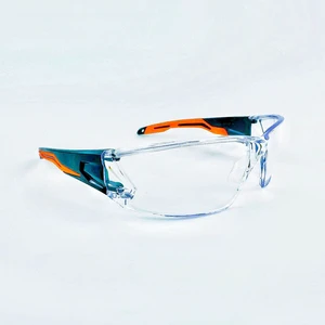 Customized ANSI Z87.1 Industrial Safety Glasses Model With Clear Construction Dark Lens And Logo Customizable Eye Protection