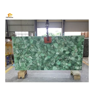 Natural Polished Solid Surface Green Emerald Crystal Quartz Gem Stone Slabs