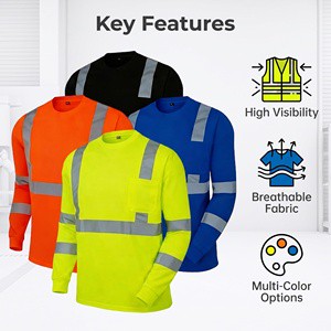 ANSI Class 1 Hi-Vis Breathable Polyester Construction Warehouse Multi-Colour Custom Logo Reflective Safety T-shirt