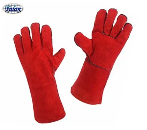 Long Red Leather Welding Gloves Tig