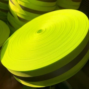 5 CM Reflective Warning Safety Trim Strip Sew on Polyester Fluorescent Webbing Polyester Material Reflector Glow Fabric Tape