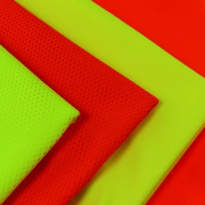 Fluorescent Eco-Friendly 100% Polyester Lightweight Low-Elasticity Safety Traffic Clothing Night Light Reflective Fabric