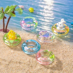 Luminous Terrarium Swim Ring Fish Tank Decoration Landscape Swim Buoy Nautical Decor Miniature Lifebuoy Resin Crafts Ornaments