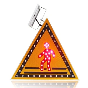 Pedestrian Solar Powered Led Flashing Outdoor Traffic Road Warning Sign Board