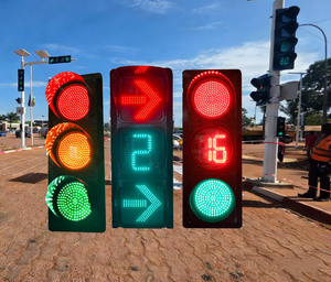 Pedestrian Crossroad 300mm 3 Section Aspect Red Green Yellow Flashing Blinking Hi-flux Led Full Ball Traffic Signal Light Set