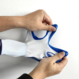 Heavy Duty Blue Nitrile General Purpose Work Protection Gloves Cut Resistant Anti-Slip Breathable Custom Logo One Safety Gloves
