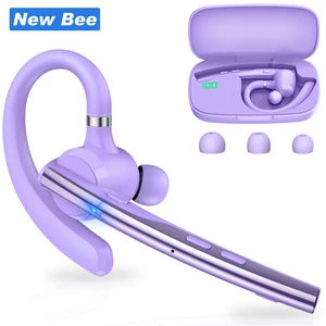 Wholesale Ear Hook Wireless Headset For PC With Mic Single Ear Purple Color Business Earphones With Dual Mic Noise Cancelling