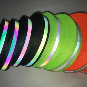 Customized 38mm Black Bilateral Strip Embroidered Woven Ribbon 30mm 25mm Light Scattered 10mm Nylon Reflective Reflective Fabric