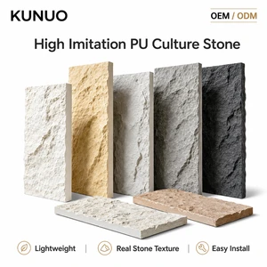 PU Stone Wall Panel Lightweight Polyurethane Faux Stone Veneer Exterior Cladding For Villa Facade Decoration