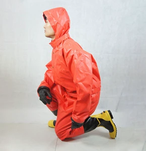 EN CE Professional PVC Material Chemical Fire Fighting Light Waterproof Semi-Closed Level B One-Piece Hazmat Suit Protection