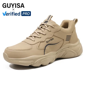 GUYISA Dad Series Insulation 10kv Men's Work Shoes Standard Plastic Toe Anti-Puncture Microfiber Upper Safety Shoes