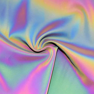 Rainbow Reflective Fabric Colorful Holographic Night Reflective Fabric for Clothing