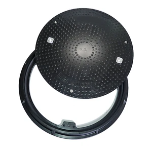 JQ OEM-154 EN124 B125 600mm Heavy Duty SMC Circular Manhole Cover D400 Impact Resistant 30+ Year Service Life Parking Safety
