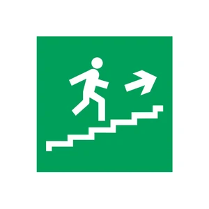 Emergency Evacuation Stairs Top Right Aluminum Traffic Sign With Second Grade Reflective Film 500x500mm STOREFORSIGNS Brand