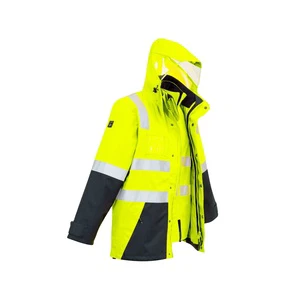 Men's Hi Vis Yellow Fleece Sweater Hoodies Waterproof Safety Work Wear Reflective Working Clothing
